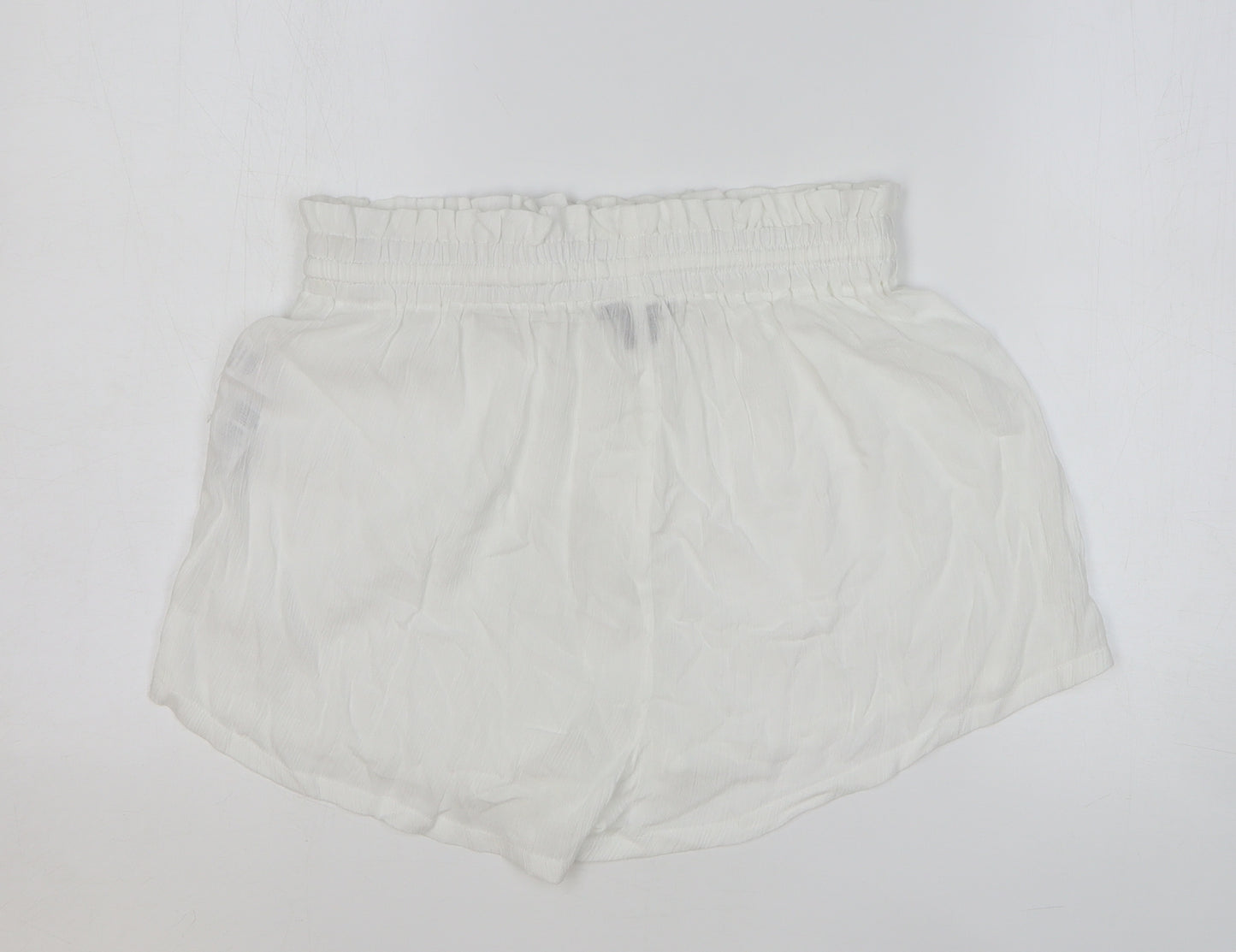Boohoo Womens White Viscose Bermuda Shorts Size M L14 in Regular Drawstring