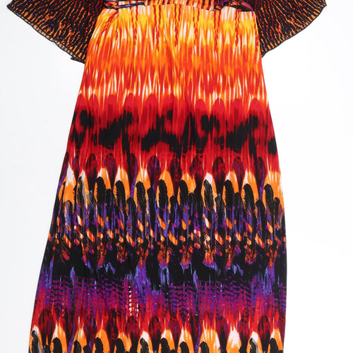 Valerie Bartenelli Womens Multicoloured Geometric Polyester Maxi Size 12 V-Neck Tie