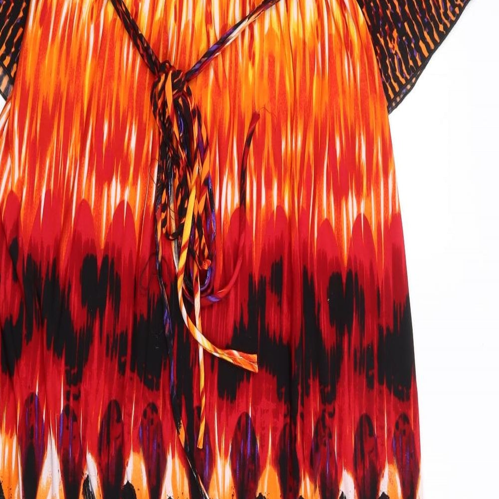 Valerie Bartenelli Womens Multicoloured Geometric Polyester Maxi Size 12 V-Neck Tie