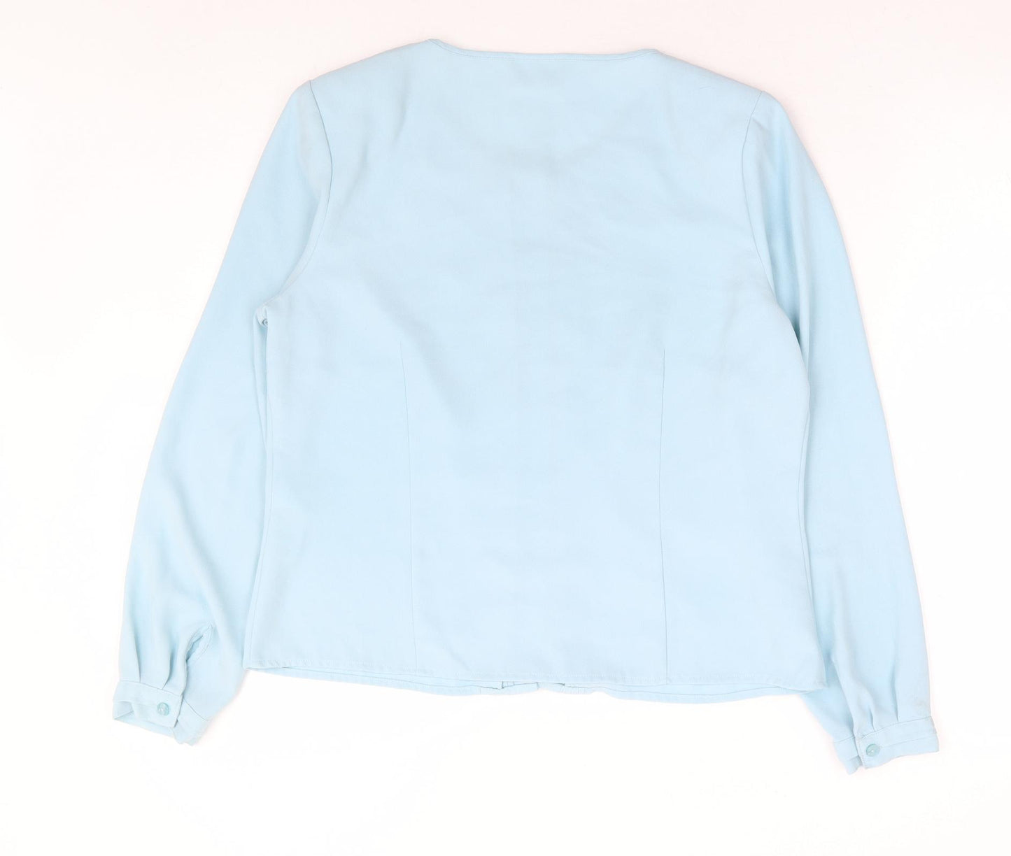 Eastex Womens Blue Polyester Basic Button-Up Size 12 Round Neck