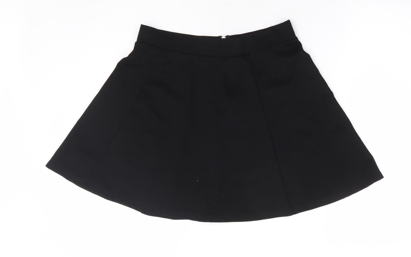 Divided by H&M Womens Black Viscose Skater Skirt Size M Zip