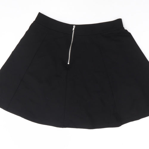 Divided by H&M Womens Black Viscose Skater Skirt Size M Zip