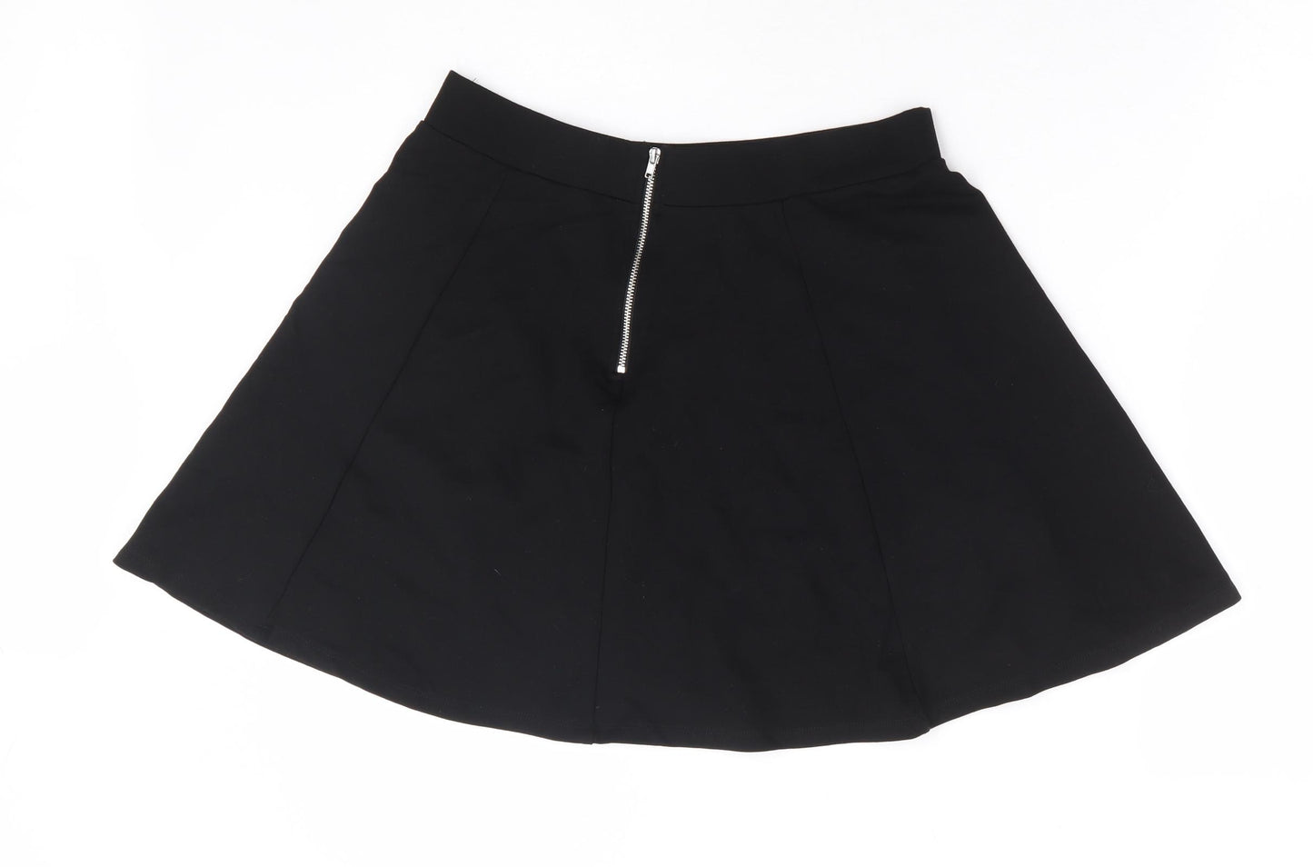 Divided by H&M Womens Black Viscose Skater Skirt Size M Zip