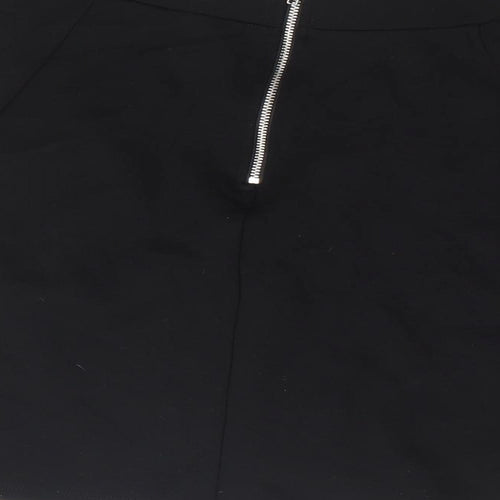 Divided by H&M Womens Black Viscose Skater Skirt Size M Zip