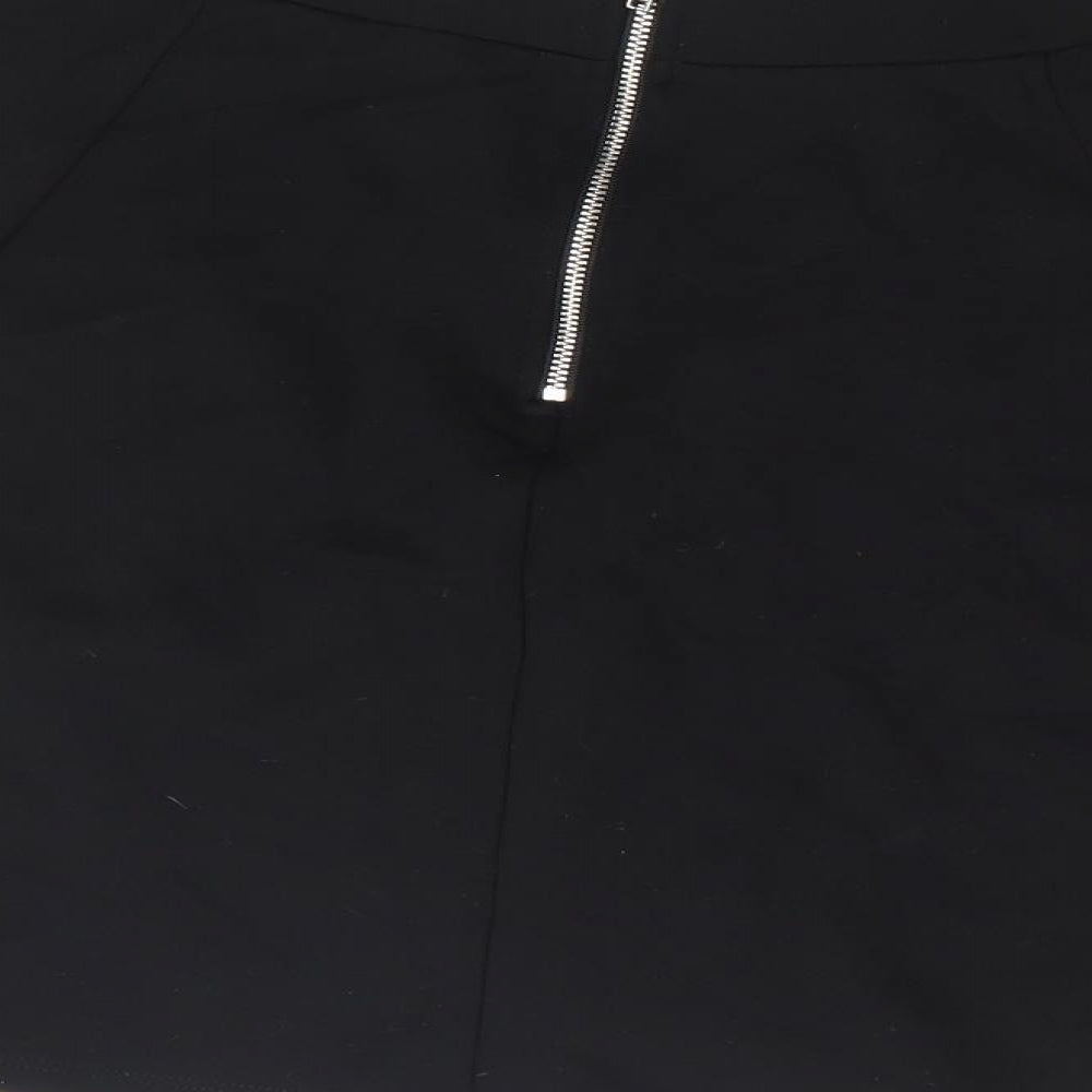 Divided by H&M Womens Black Viscose Skater Skirt Size M Zip