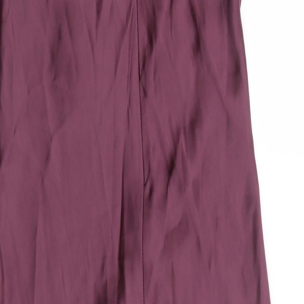 Zara Womens Purple Polyester Slip Dress Size S Cowl Neck Zip