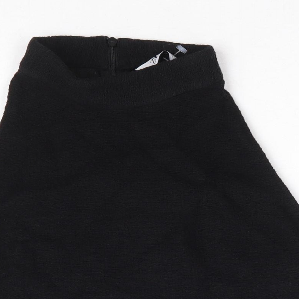 Zara Womens Black Cotton Cropped Tank Size S Mock Neck