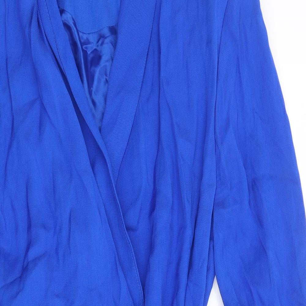 Zara Womens Blue Viscose Wrap Dress Size M V-Neck Tie