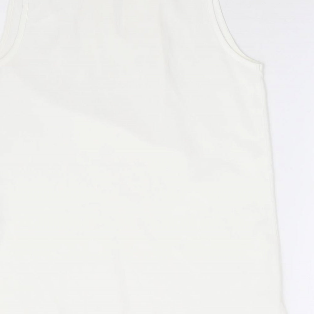 Dorothy Perkins Womens White Polyester Basic Blouse Size 8 Mock Neck - Pearl Detail Knot Neck