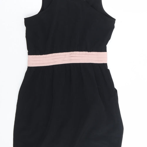Mango Womens Black Polyester A-Line Size XS Scoop Neck Zip - Racer Back