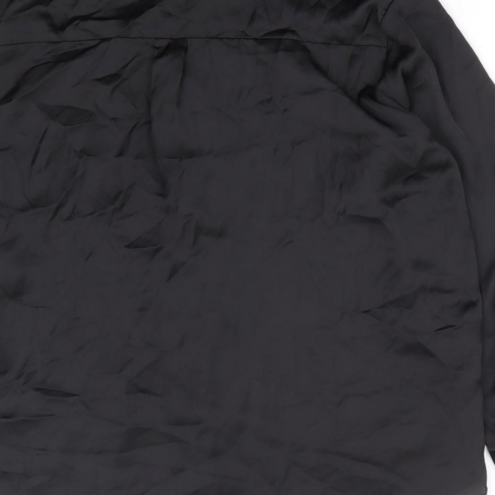 Zara Womens Black Polyester Basic Button-Up Size XS Collared