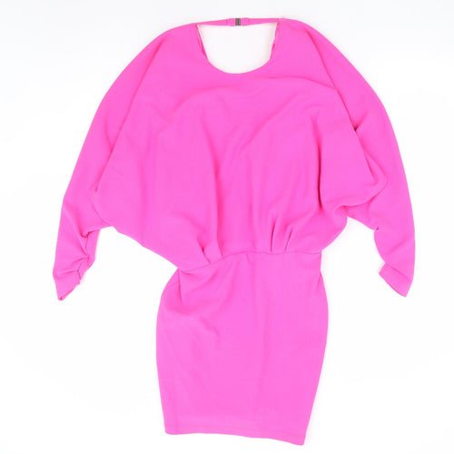 Zara Womens Pink Polyester A-Line Size XS Round Neck Hook & Eye - Batwing Top