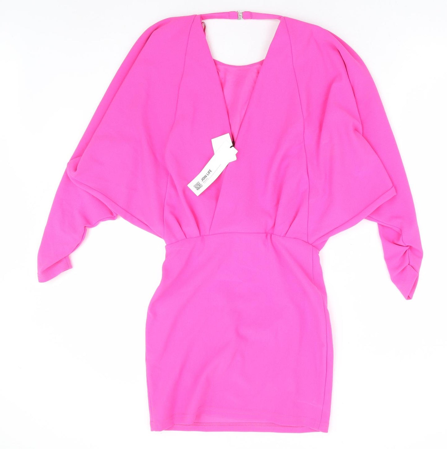 Zara Womens Pink Polyester A-Line Size XS Round Neck Hook & Eye - Batwing Top