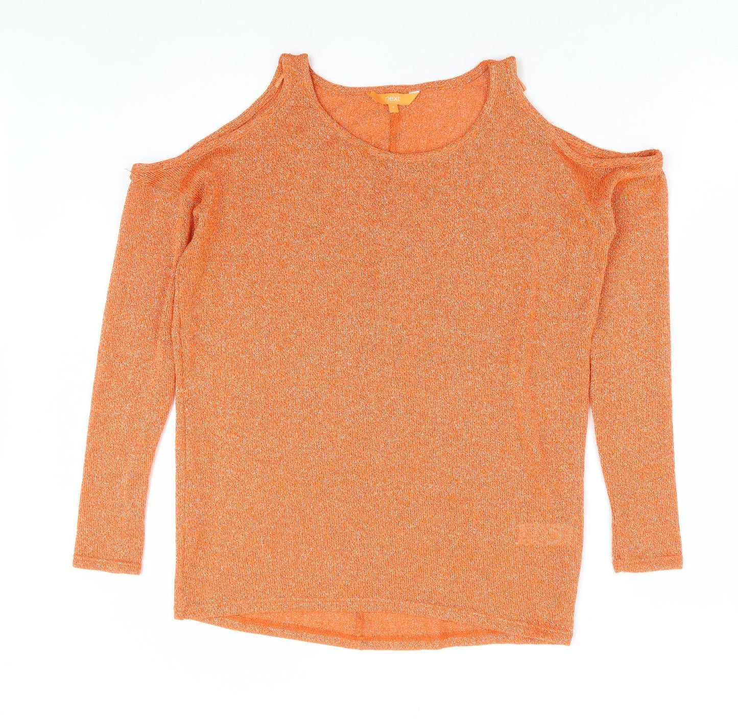 NEXT Womens Orange Round Neck Polyester Pullover Jumper Size 8 - Cold Shoulder Detail