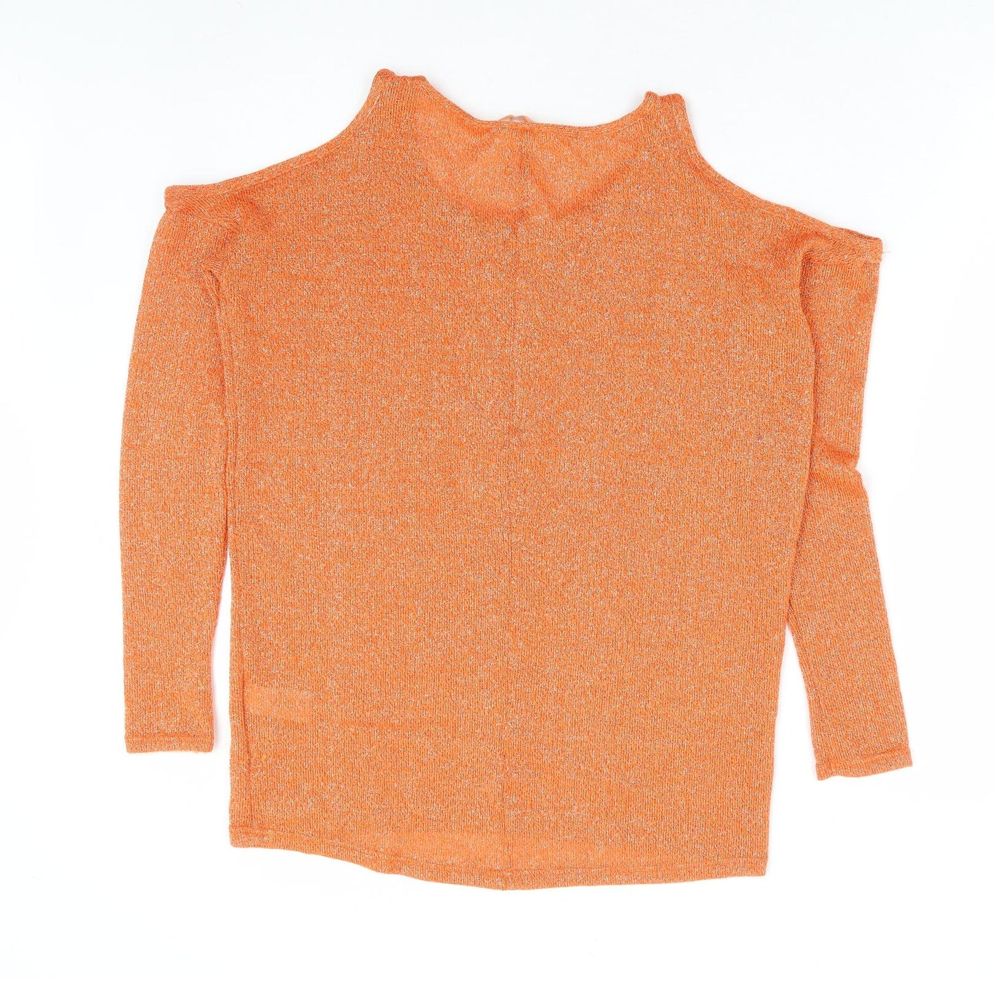 NEXT Womens Orange Round Neck Polyester Pullover Jumper Size 8 - Cold Shoulder Detail
