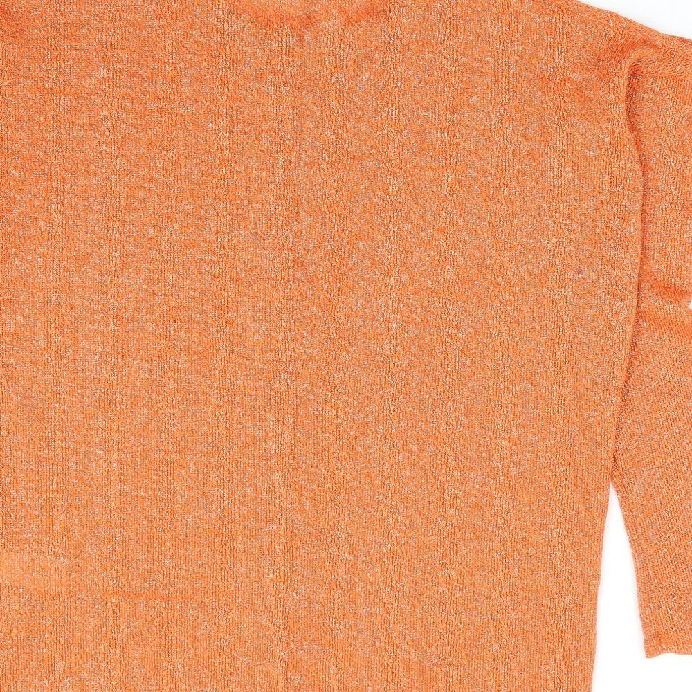 NEXT Womens Orange Round Neck Polyester Pullover Jumper Size 8 - Cold Shoulder Detail