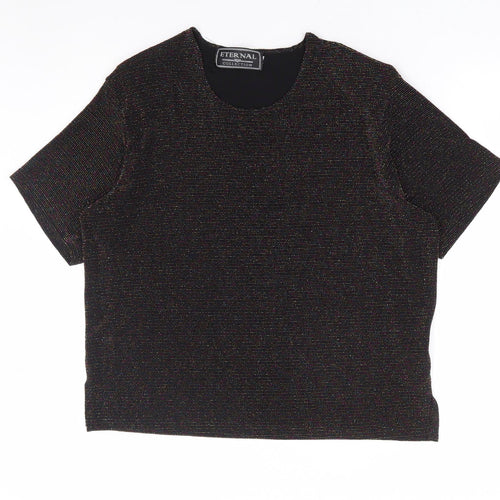 Ethernal Collection Womens Black Nylon Basic T-Shirt Size 18 Round Neck