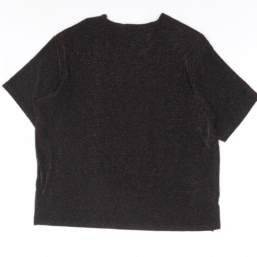 Ethernal Collection Womens Black Nylon Basic T-Shirt Size 18 Round Neck