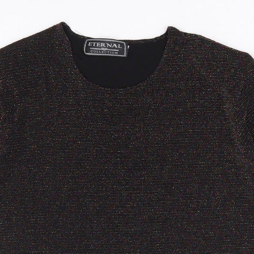 Ethernal Collection Womens Black Nylon Basic T-Shirt Size 18 Round Neck