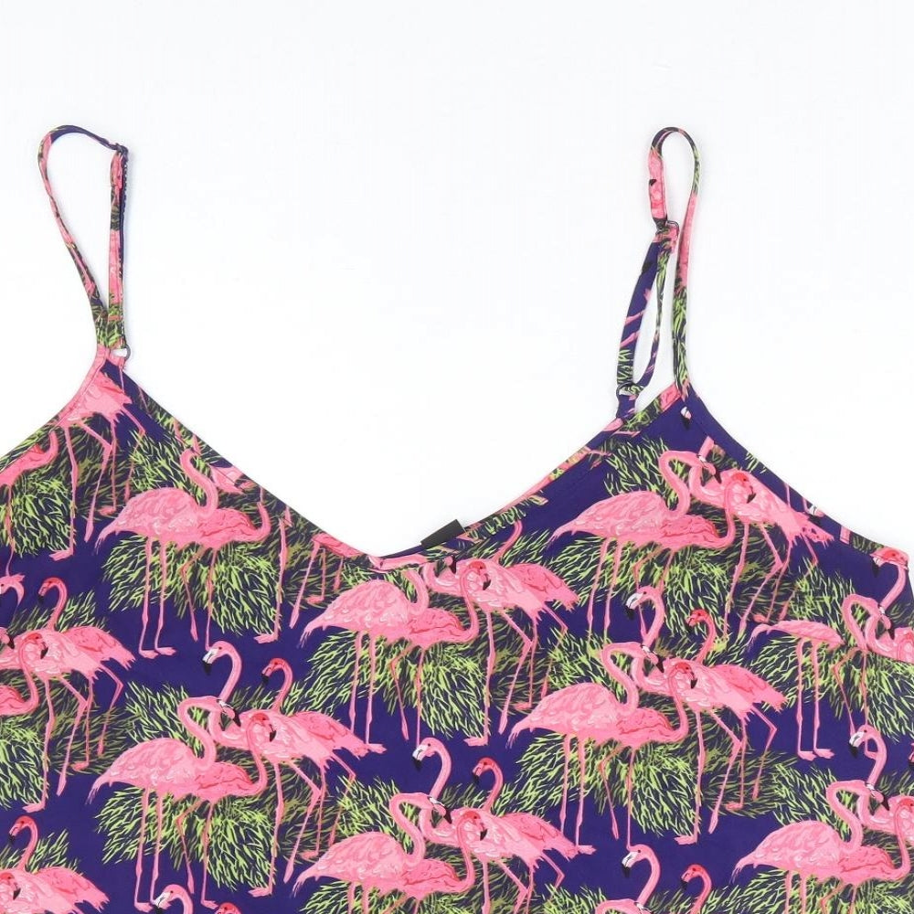 Primark Womens Multicoloured Geometric Polyester Camisole Blouse Size 16 V-Neck - Flamingo