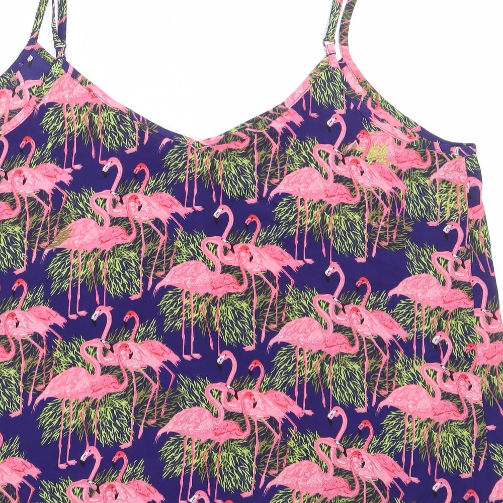Primark Womens Multicoloured Geometric Polyester Camisole Blouse Size 16 V-Neck - Flamingo