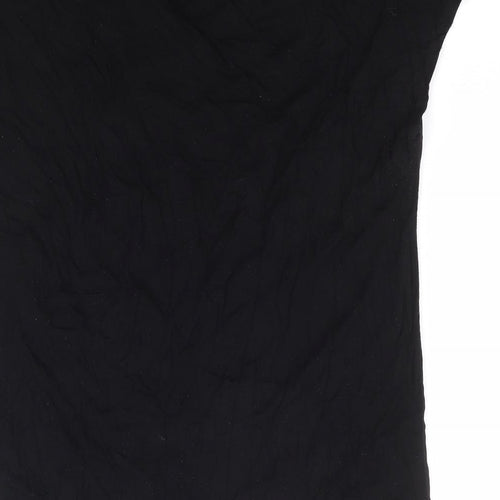 TU Womens Black Polyester Basic Blouse Size 10 V-Neck
