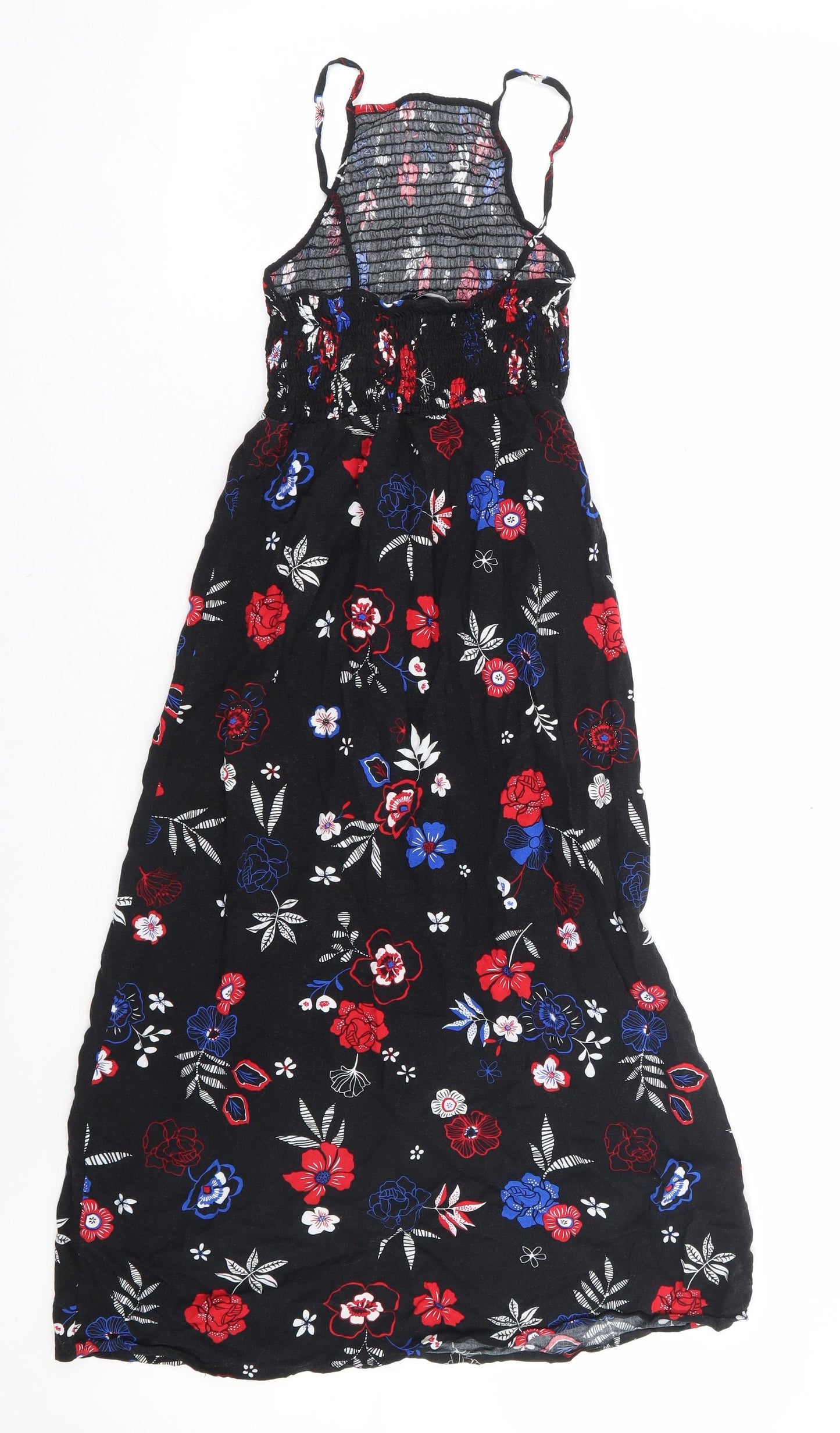 New Look Girls Black Floral Viscose Maxi Size 9 Years Square Neck Pullover
