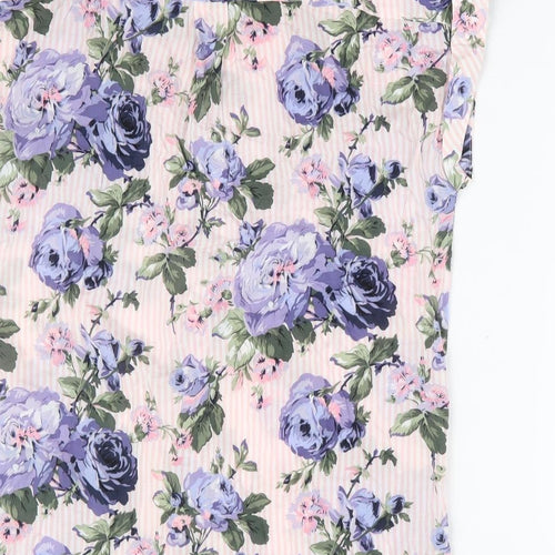 Oasis Womens Pink Floral Viscose Basic Button-Up Size 10 Collared