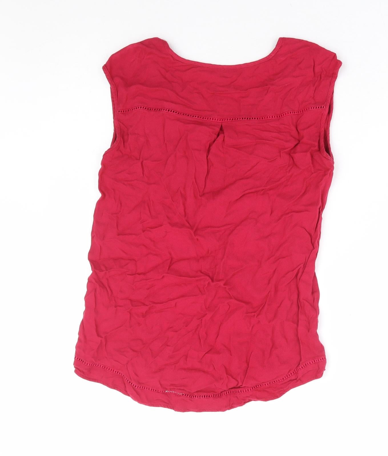 Warehouse Womens Pink 100% Cotton Basic Blouse Size 10 V-Neck