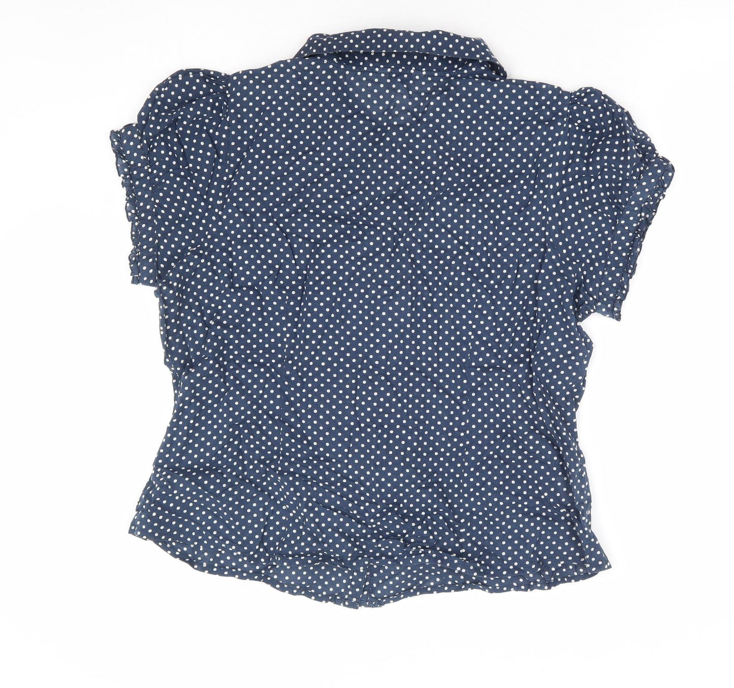 Papaya Womens Blue Polka Dot 100% Cotton Basic Button-Up Size 18 Collared