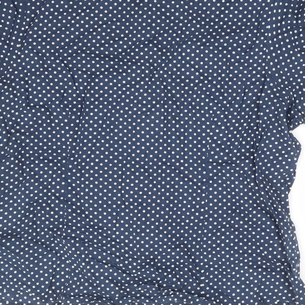 Papaya Womens Blue Polka Dot 100% Cotton Basic Button-Up Size 18 Collared
