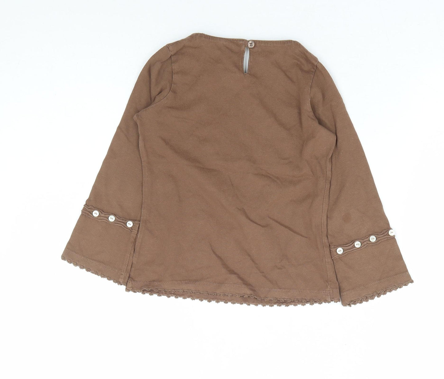 NEXT Girls Brown 100% Cotton Basic Blouse Size 4 Years V-Neck Button