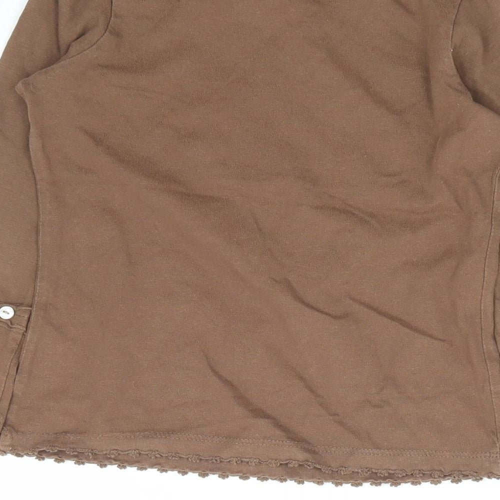 NEXT Girls Brown 100% Cotton Basic Blouse Size 4 Years V-Neck Button