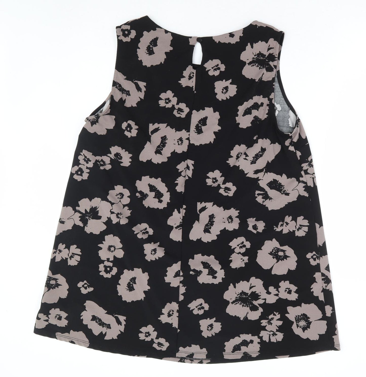 Evans Womens Black Floral Polyester Tunic Blouse Size 20 Round Neck