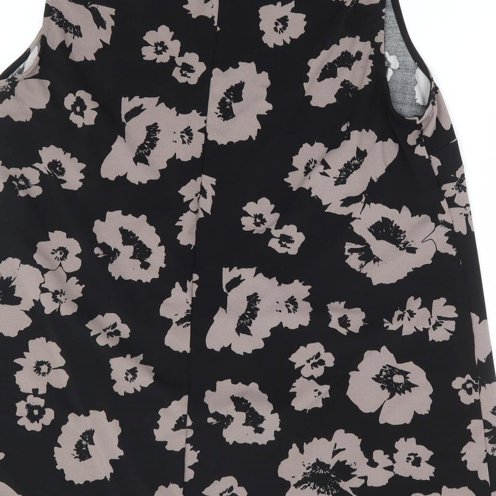 Evans Womens Black Floral Polyester Tunic Blouse Size 20 Round Neck