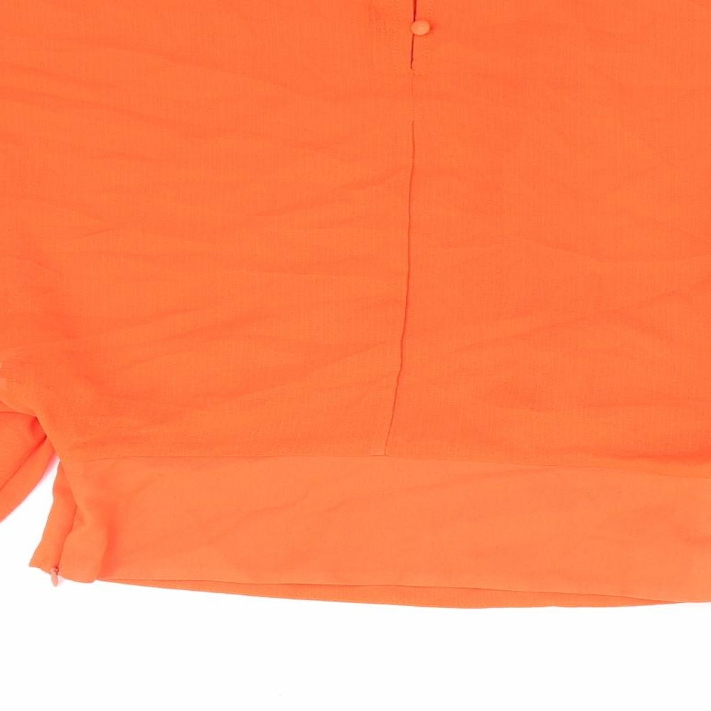 Zara Womens Orange Polyester Cropped Blouse Size S Mock Neck - Batwing
