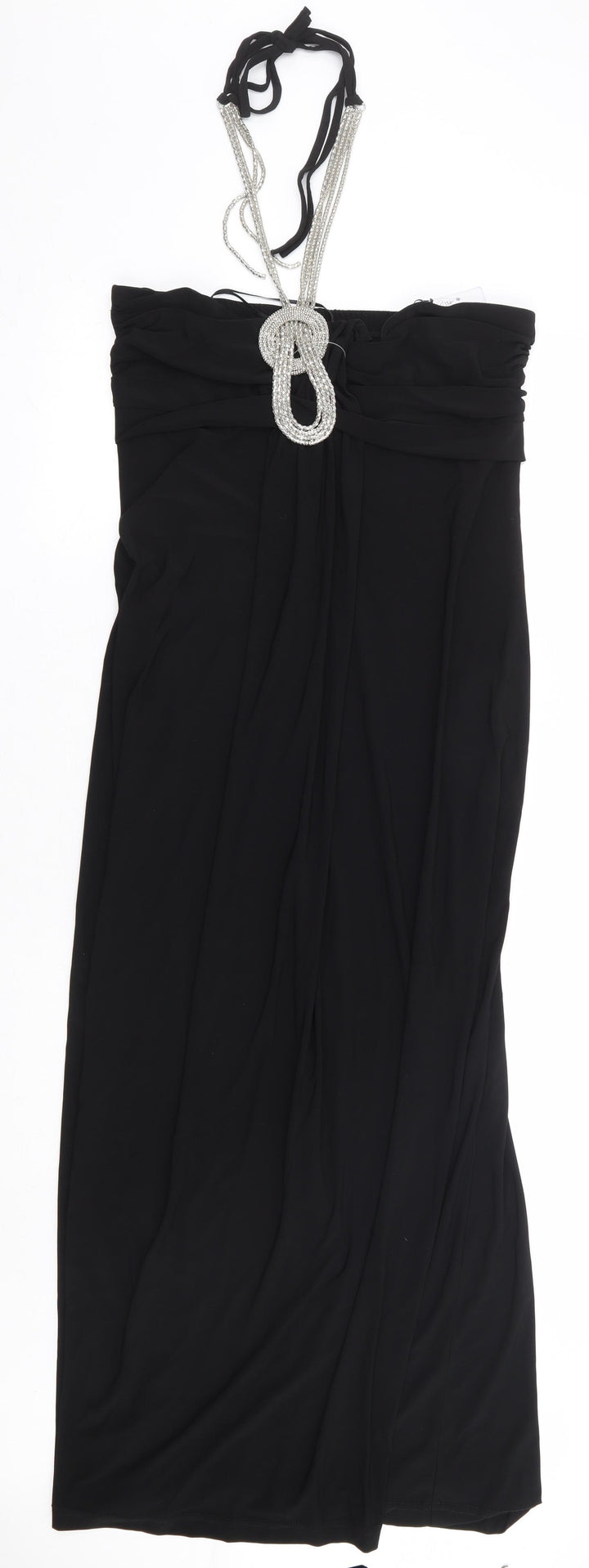 Roman Originals Womens Black Polyester Maxi Size 12 Halter Tie