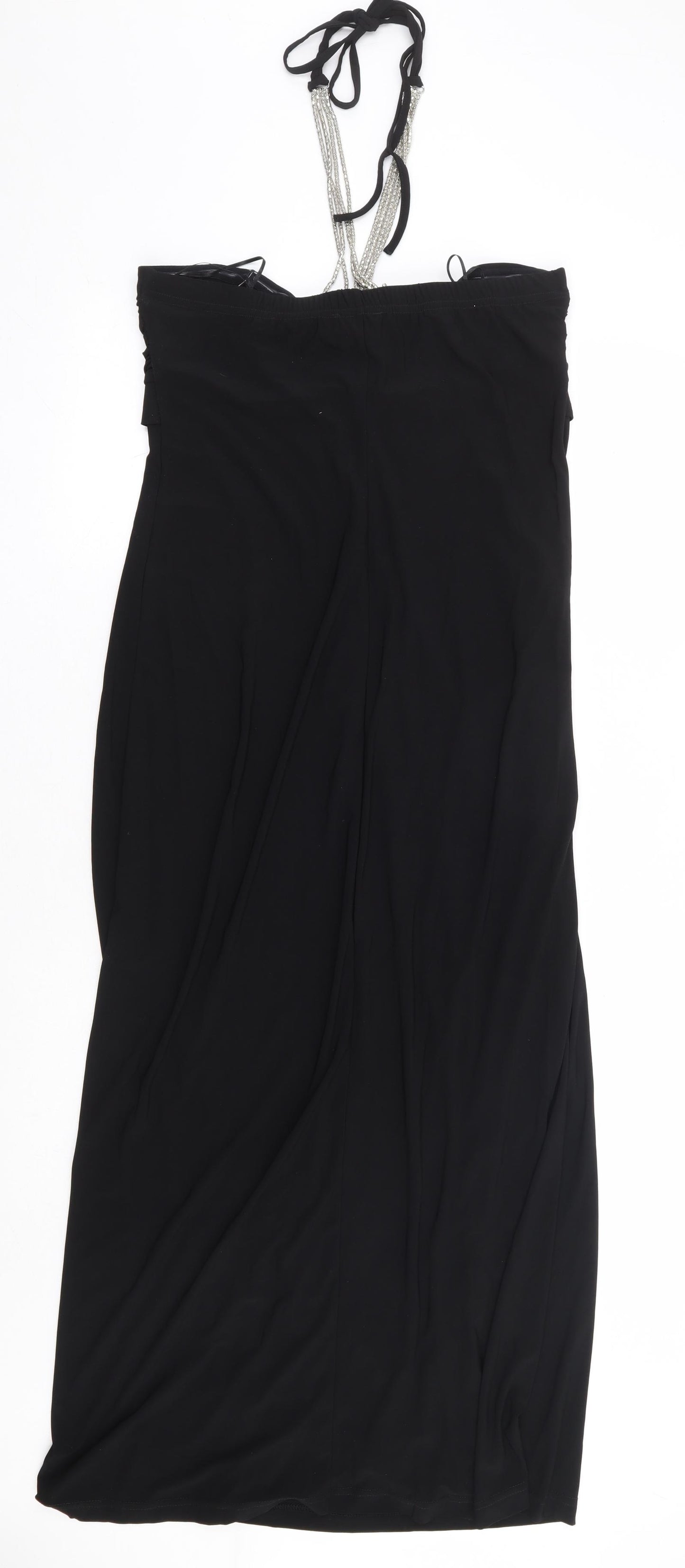 Roman Originals Womens Black Polyester Maxi Size 12 Halter Tie