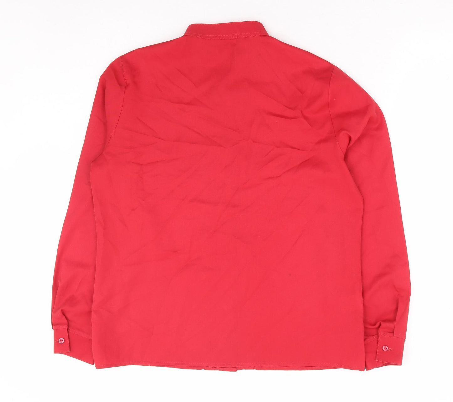 St Micheal Womens Red Polyester Basic Button-Up Size 16 Crew Neck