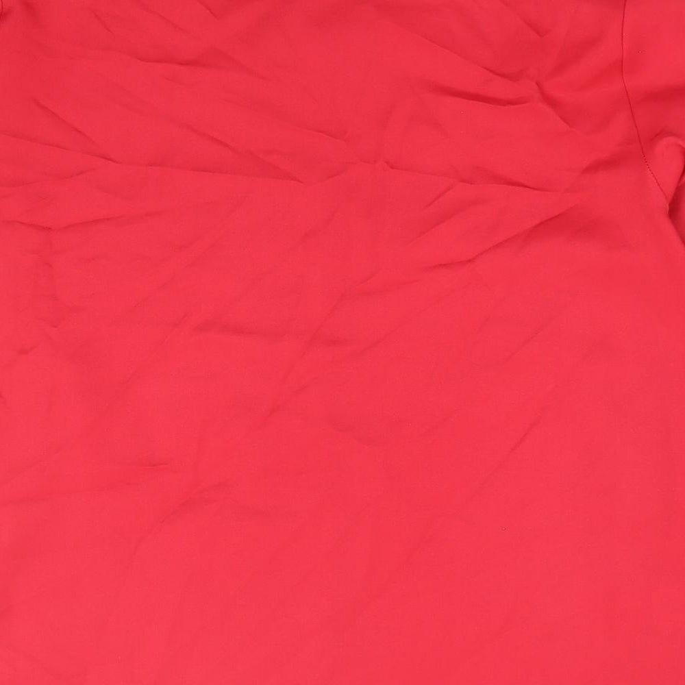 St Micheal Womens Red Polyester Basic Button-Up Size 16 Crew Neck