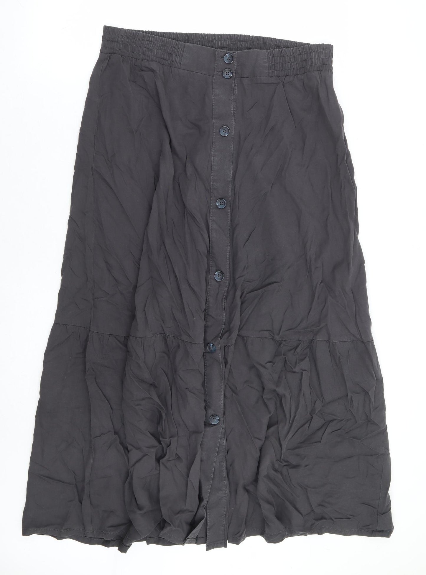 Nutmeg Womens Grey Lyocell A-Line Skirt Size 16 Button