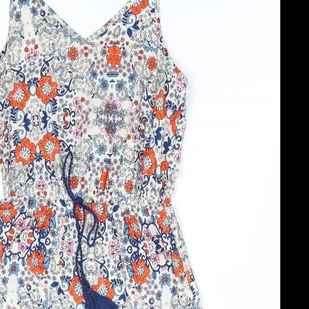 Primark Womens Multicoloured Floral Polyester Fit & Flare Size 8 V-Neck Pullover