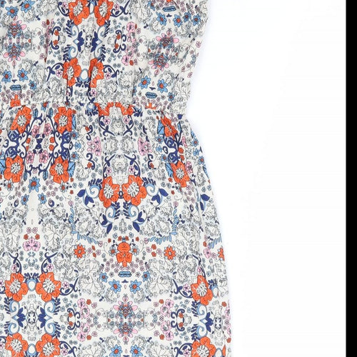 Primark Womens Multicoloured Floral Polyester Fit & Flare Size 8 V-Neck Pullover