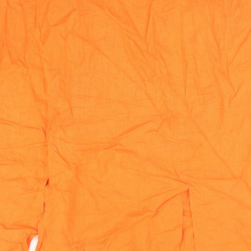 Marks and Spencer Womens Orange Linen A-Line Skirt Size 24 Zip - Belted
