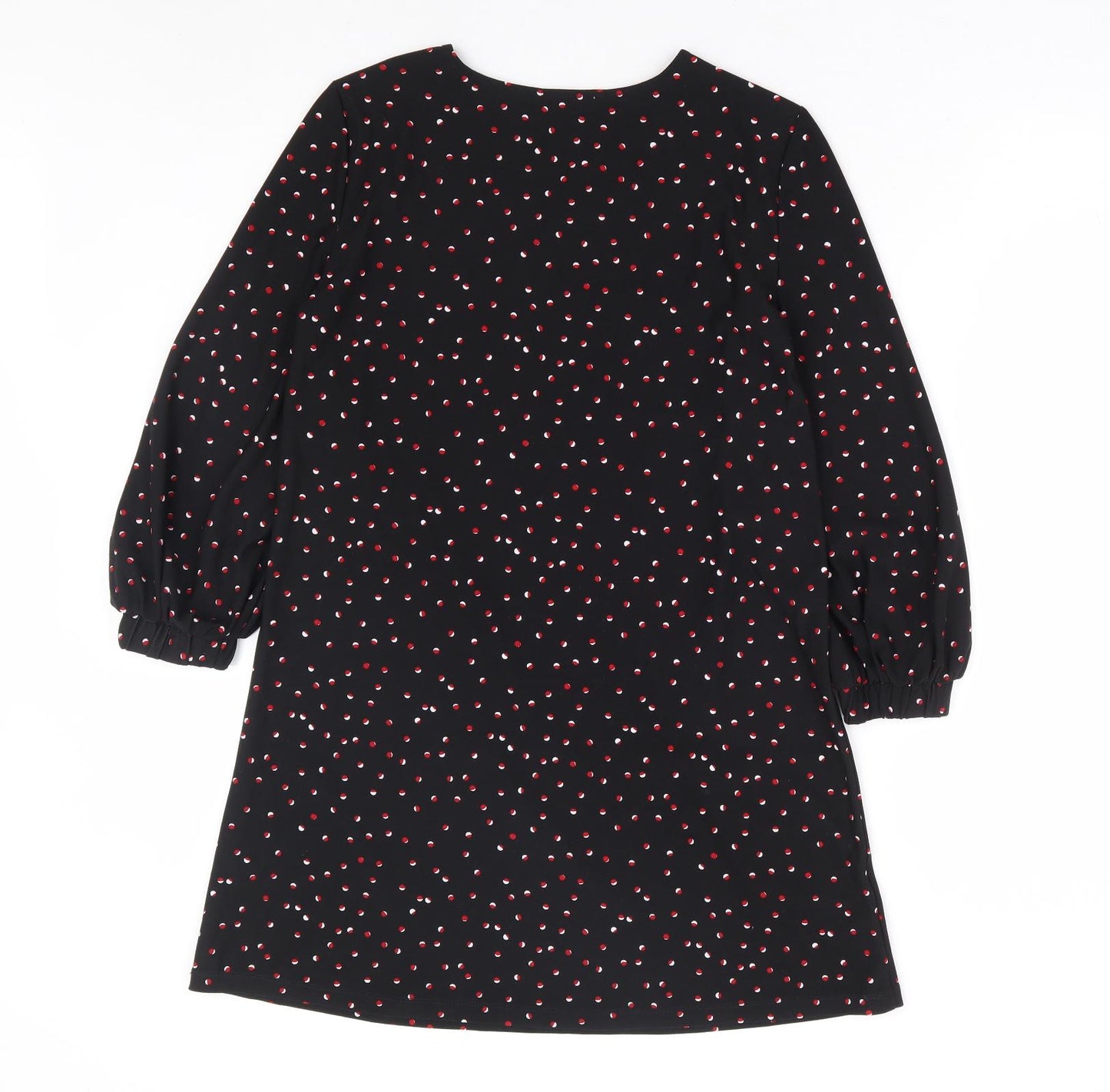 Mango Womens Black Polka Dot Polyester A-Line Size XS Round Neck Pullover