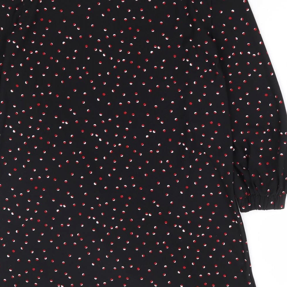 Mango Womens Black Polka Dot Polyester A-Line Size XS Round Neck Pullover