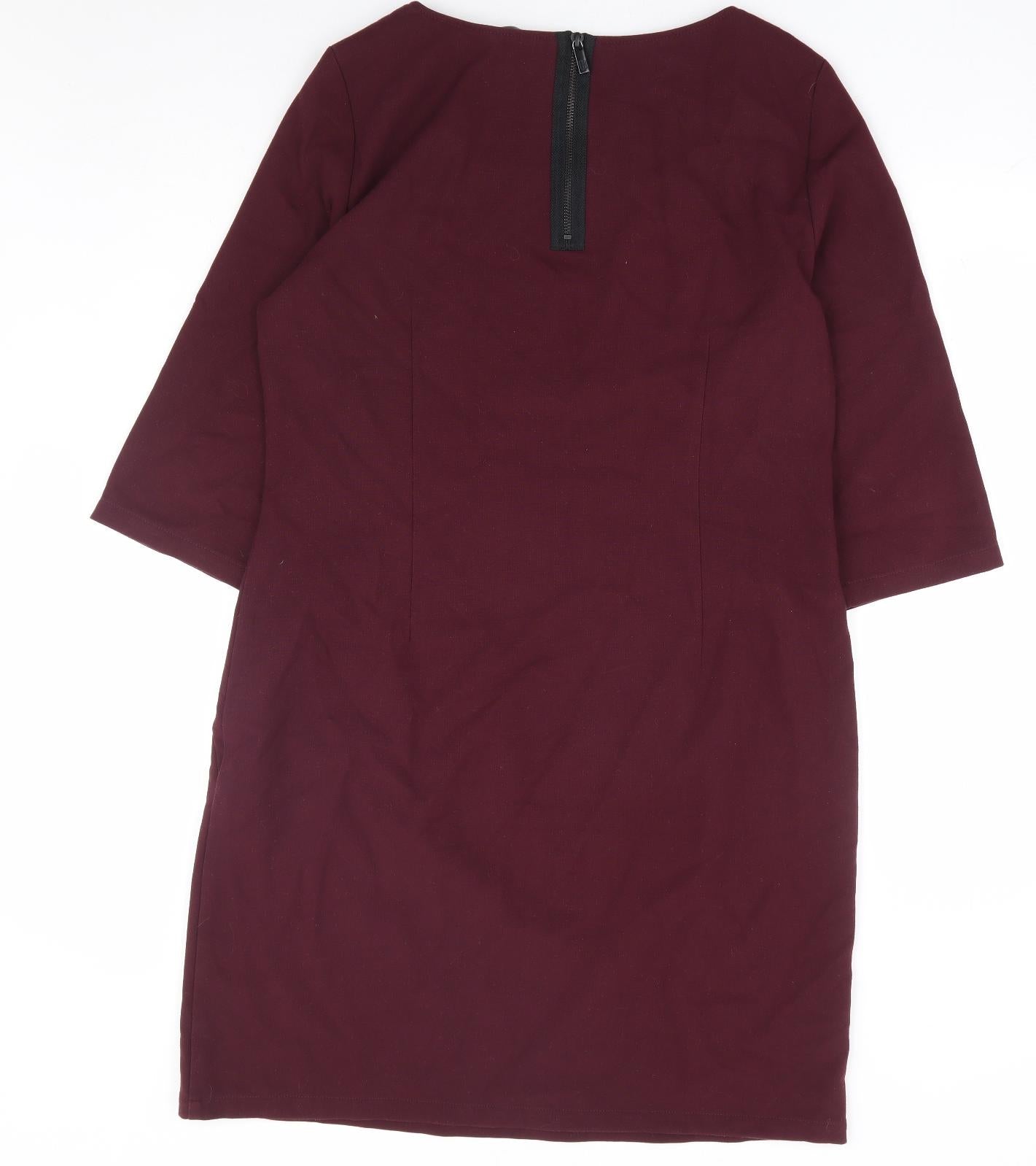 Ilse Jacobsen Womens Purple Polyester A-Line Size 16 Boat Neck Zip