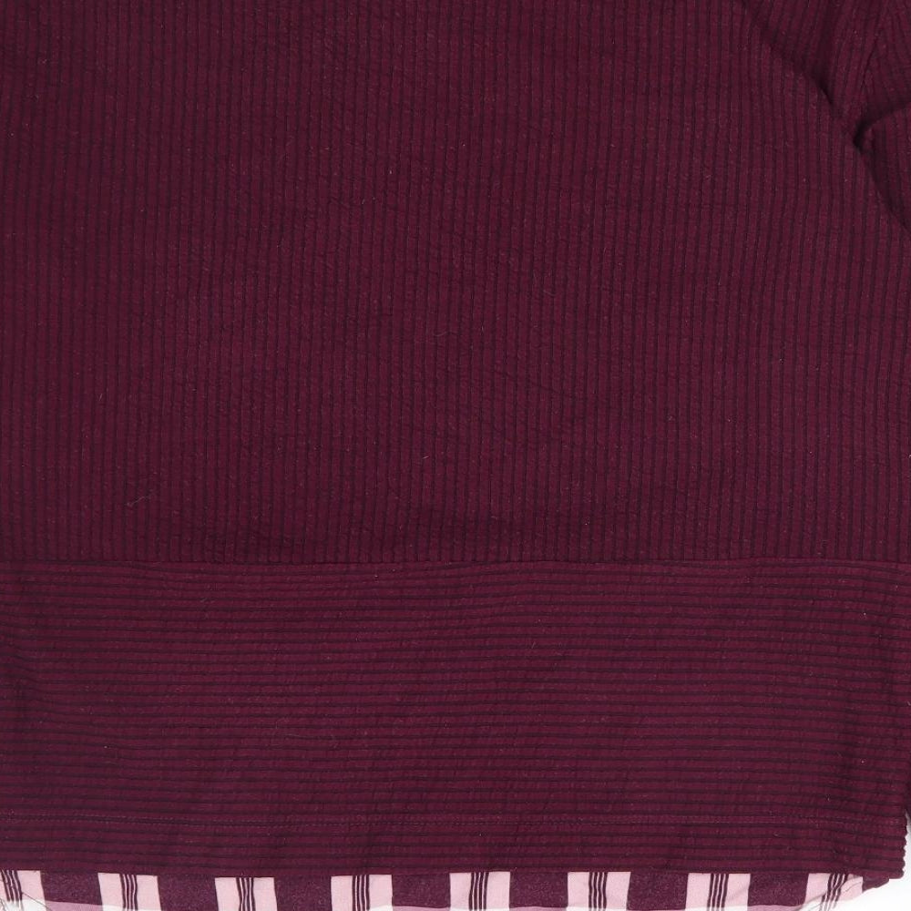 Marks and Spencer Womens Purple Plaid Polyester Basic Blouse Size 8 Boat Neck