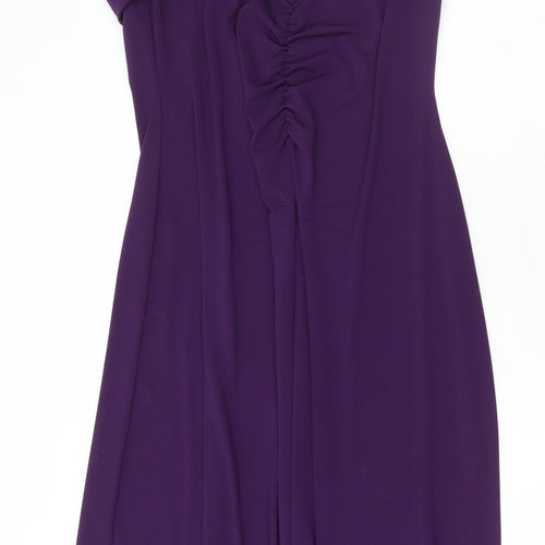 Klass Womens Purple Polyester Maxi Size 14 V-Neck Zip