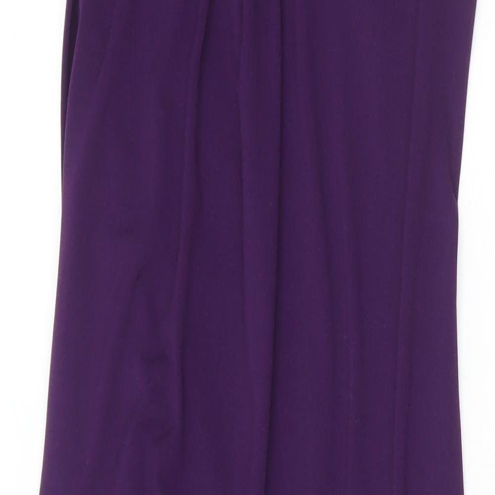 Klass Womens Purple Polyester Maxi Size 14 V-Neck Zip